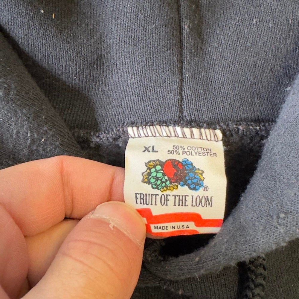 Vintage 80s fruit of the loom blank black raglan hoodie - Picture 2 of 6